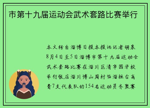 市第十九届运动会武术套路比赛举行
